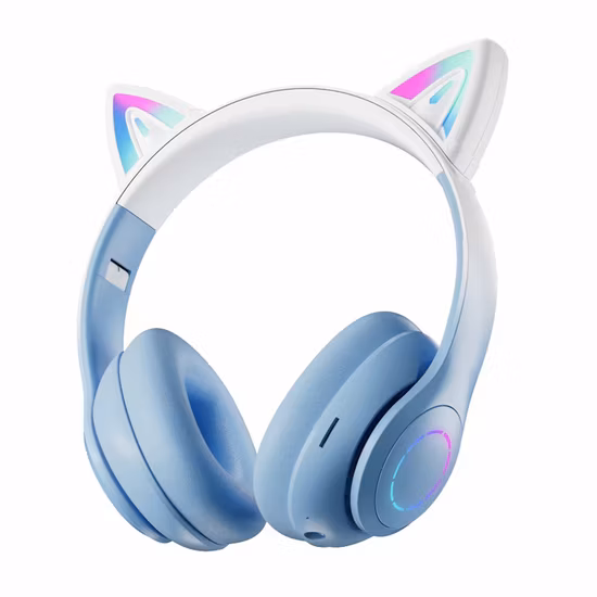Auriculares bonitos con cable de 85dB para niños, auriculares inalámbricos con Bluetooth, estéreo, Oreja de Gato, unicornio, diadema rosa para niña
